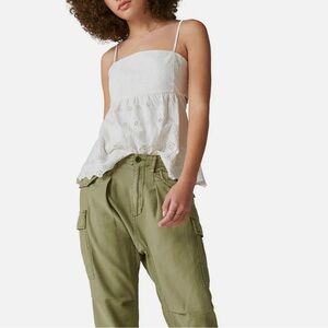 Lucky Brand White Embroidered Eyelet Tank Top